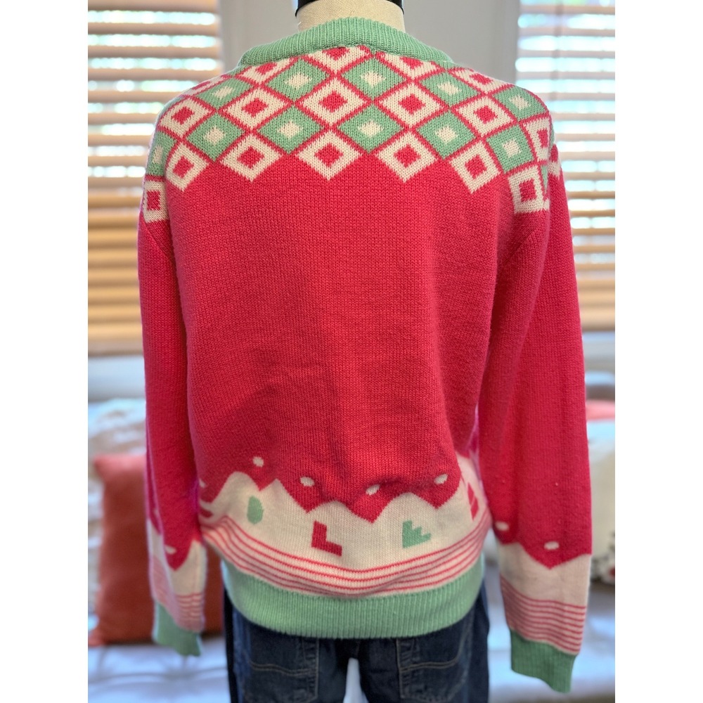 Caboodles Christmas Holiday Sweater Small Retro 90s Fair Isle Knit - Picture 2 of 3